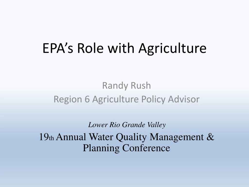 epa s role with agriculture