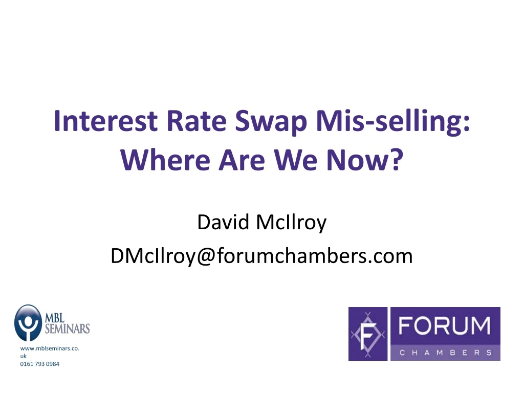 interest rate swap mis selling where are we now