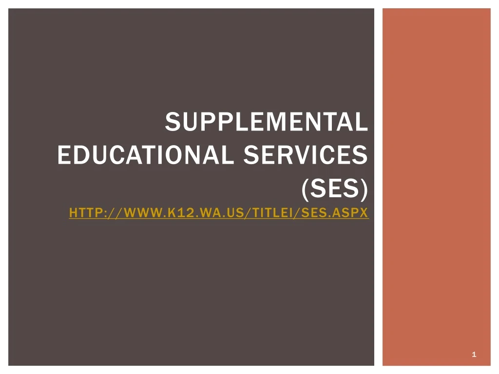 supplemental educational services ses http www k12 wa us titlei ses aspx