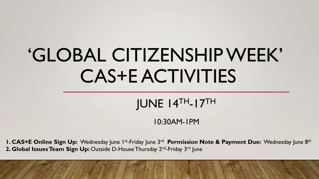 global citizenship week cas e activities