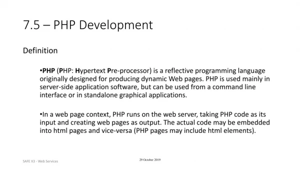 7.5 – PHP Development