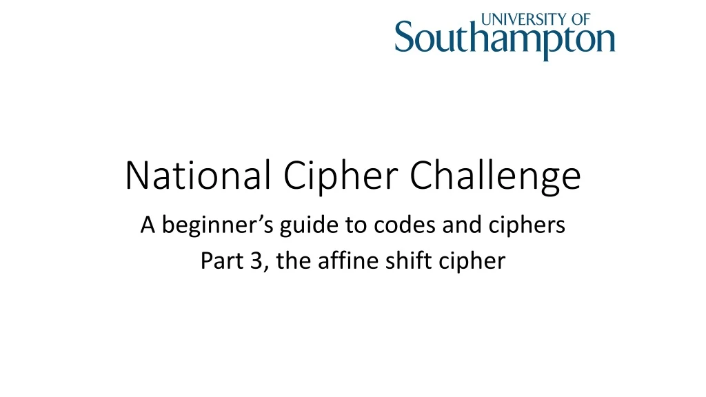 national cipher challenge