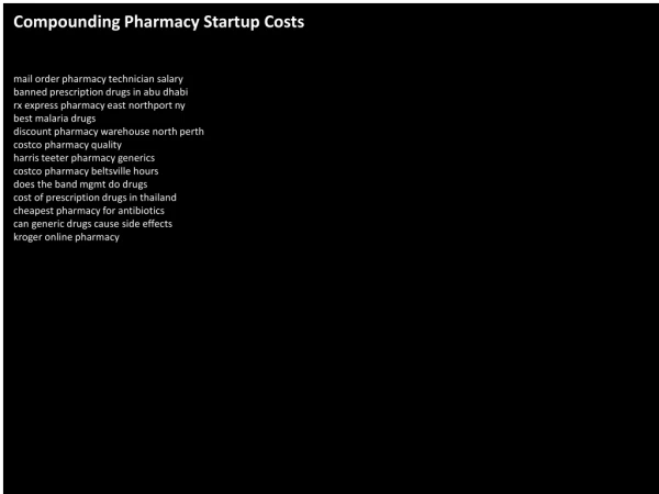 Compounding Pharmacy Startup Costs