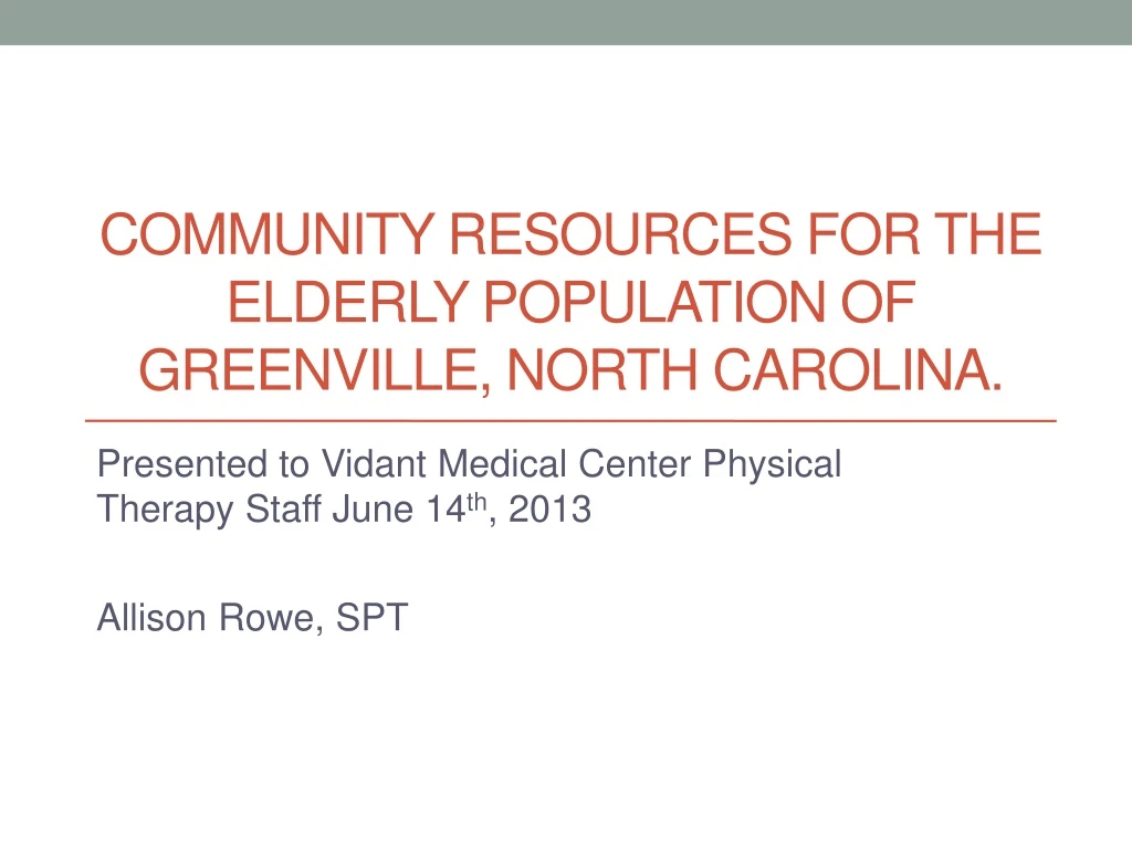 community resources for the elderly population of greenville north carolina