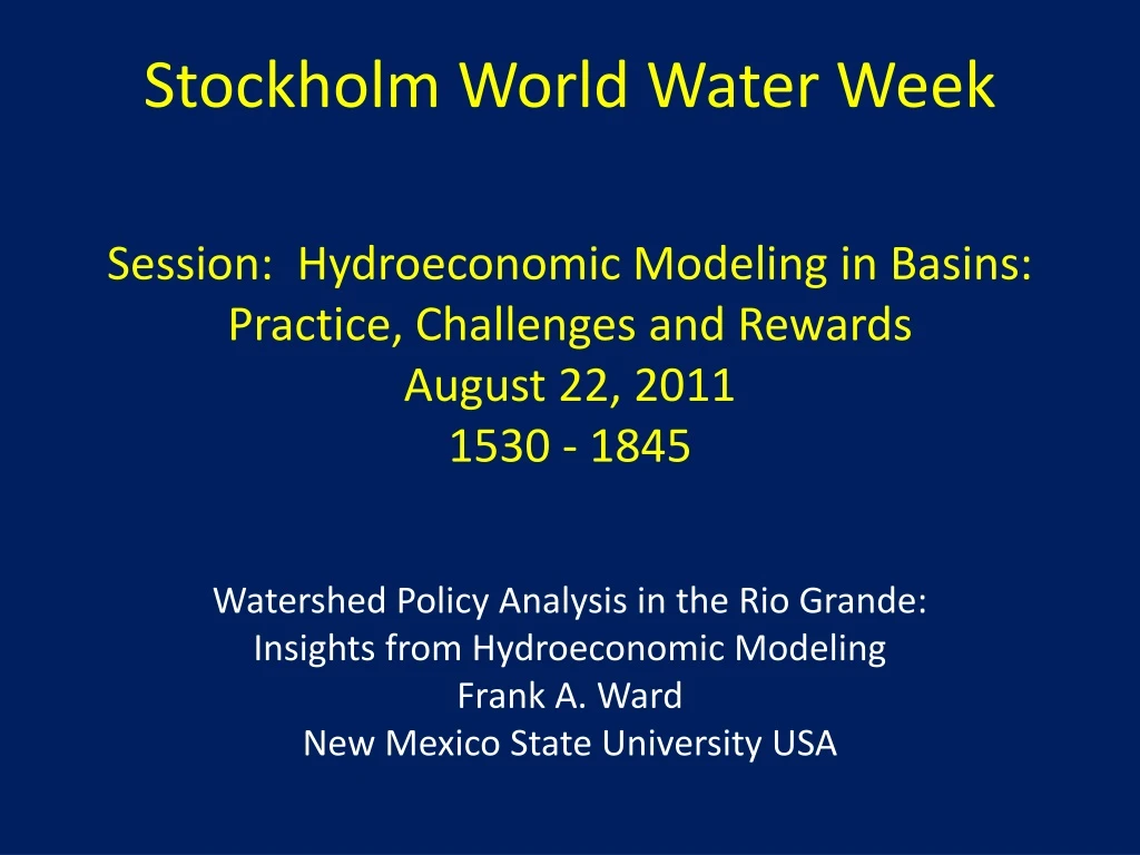 stockholm world water week session hydroeconomic
