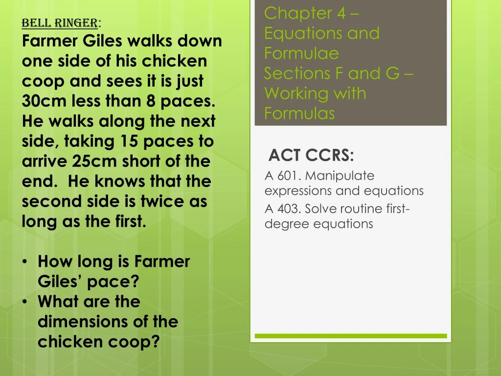 chapter 4 equations and formulae sections f and g working with formulas