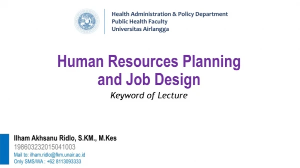Human Resources Planning and Job Design