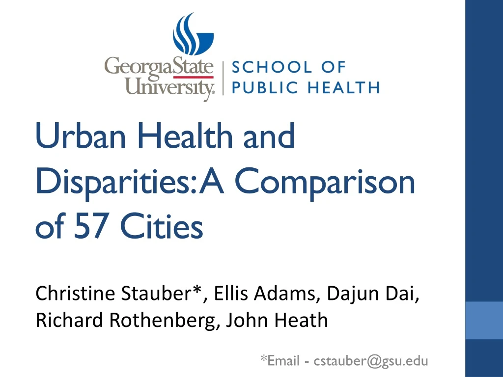 urban health and disparities a comparison of 57 cities