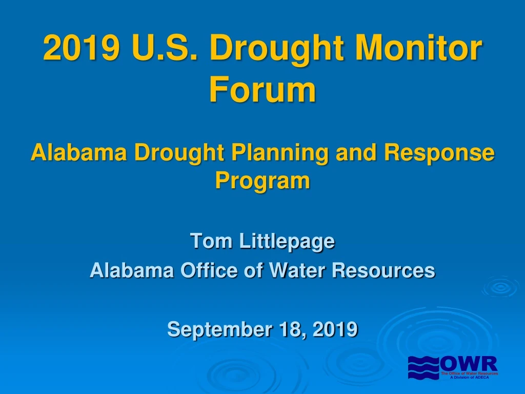 2019 u s drought monitor forum alabama drought planning and response program