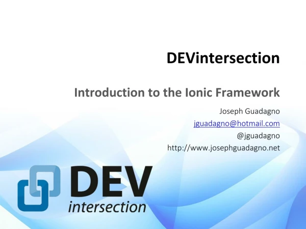 DEVintersection Introduction to the Ionic Framework