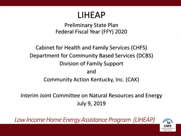 LIHEAP Preliminary State Plan Federal Fiscal Year (FFY) 2020