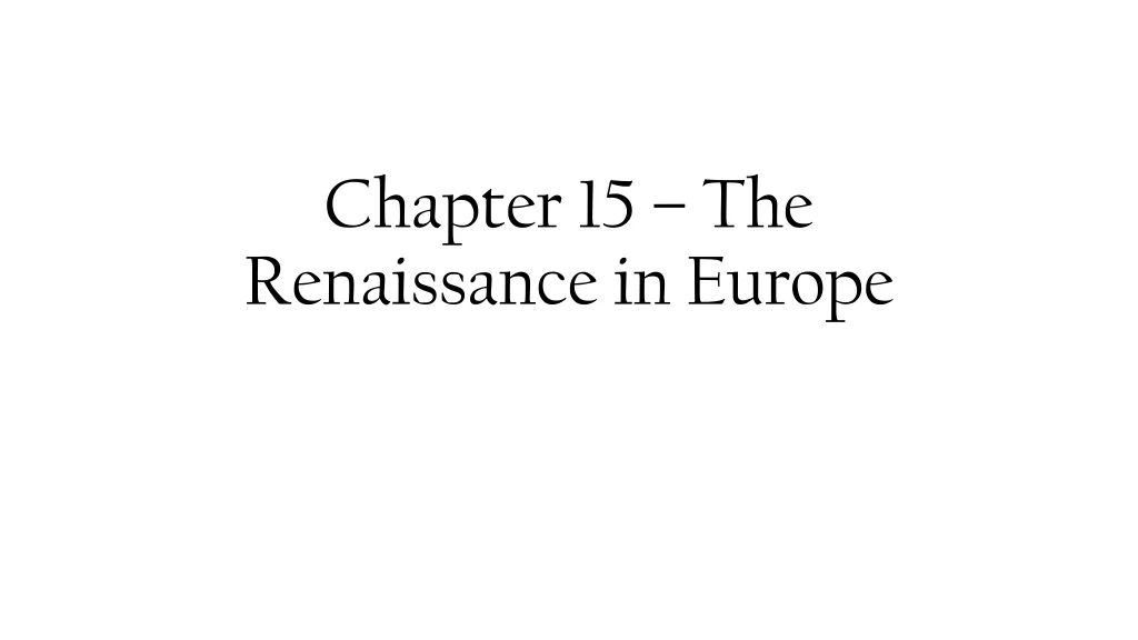 chapter 15 the renaissance in europe
