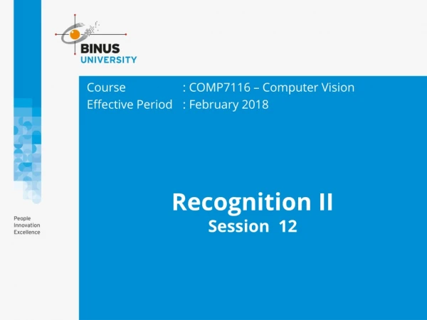 Recognition II Session 1 2