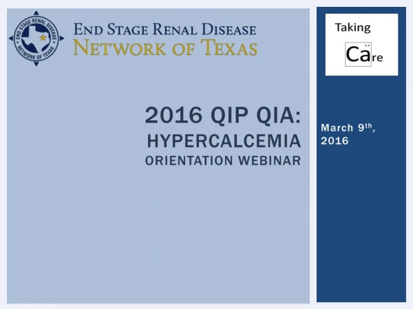 2016 QIP QIA: hypercalcemia orientation webinar