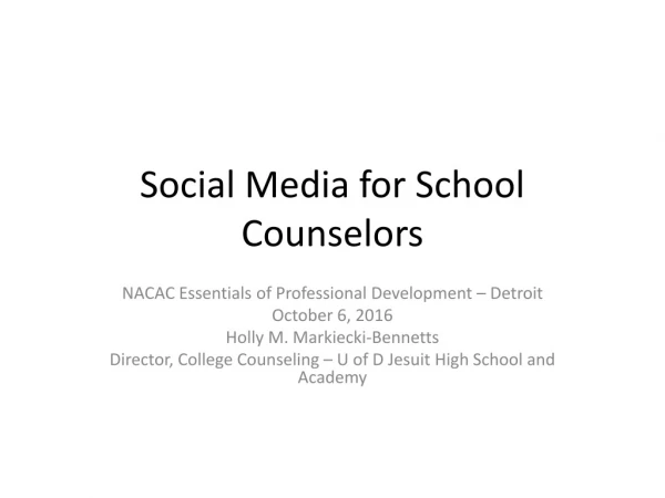 Social Media for School Counselors