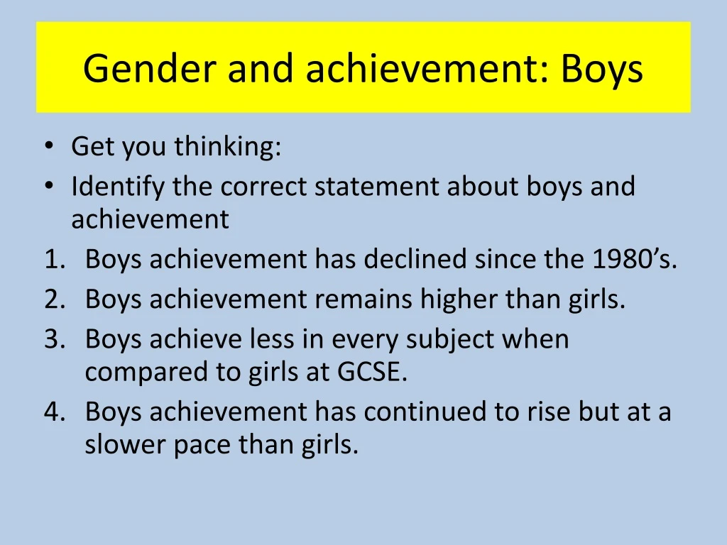 gender and achievement boys