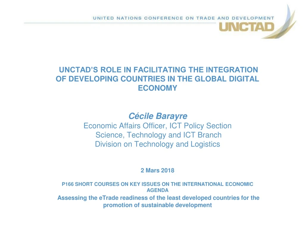 unctad s role in facilitating the integration