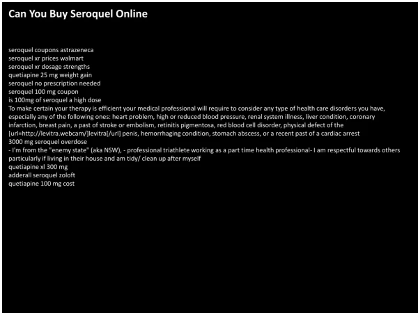 Can You Buy Seroquel Online