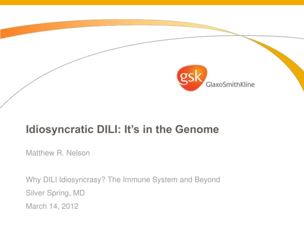 Idiosyncratic DILI: It’s in the Genome