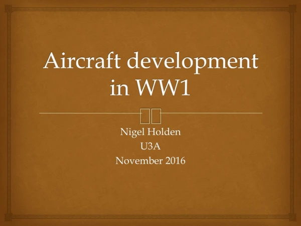 Aircraft development in WW1