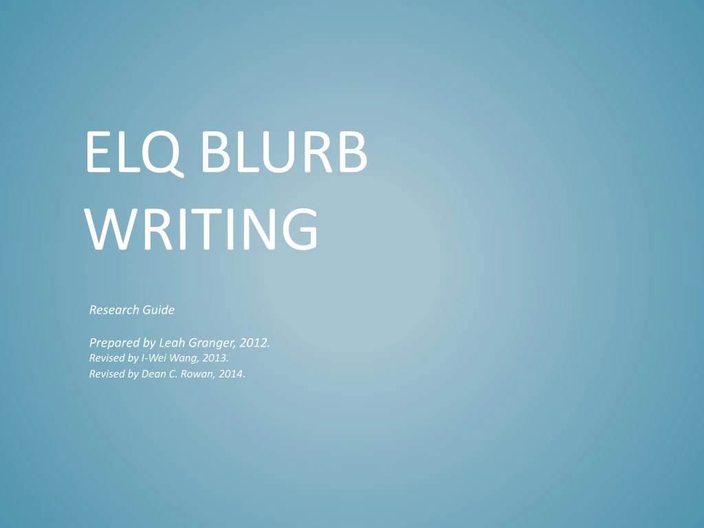 elq blurb writing