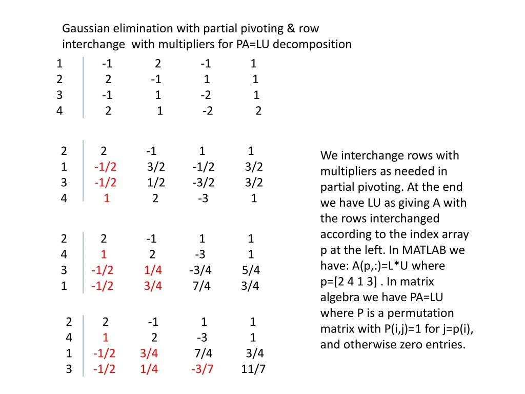 gaussian elimination with partial pivoting