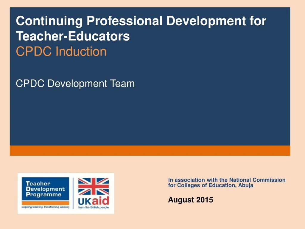 continuing professional development for teacher educators cpdc induction cpdc development team