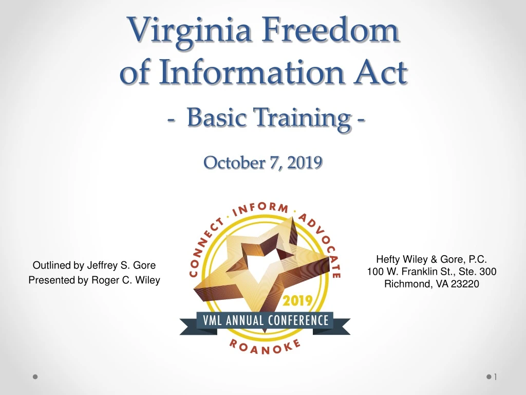 virginia freedom of information act basic training october 7 2019