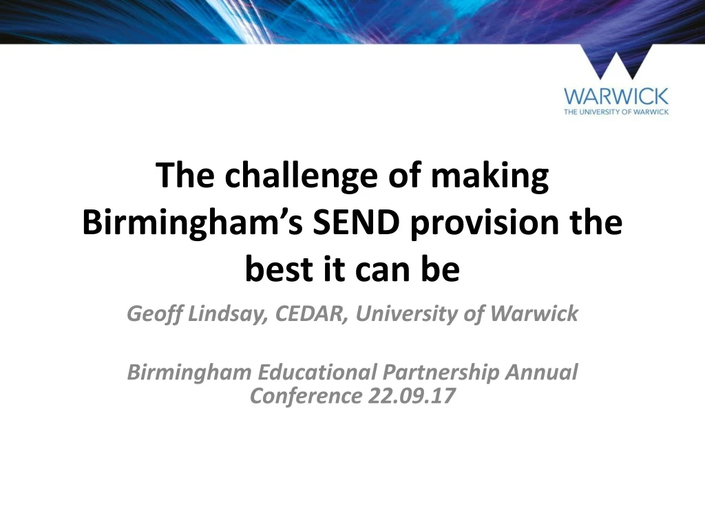the challenge of making birmingham s send provision the best it can be