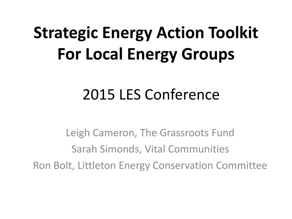 strategic energy action toolkit for local energy groups