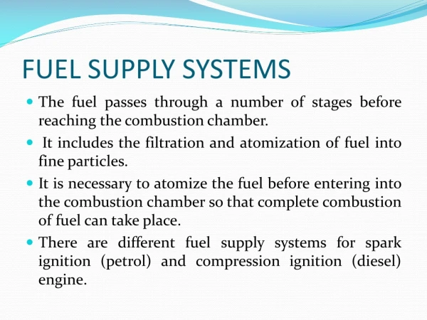 FUEL SUPPLY SYSTEMS