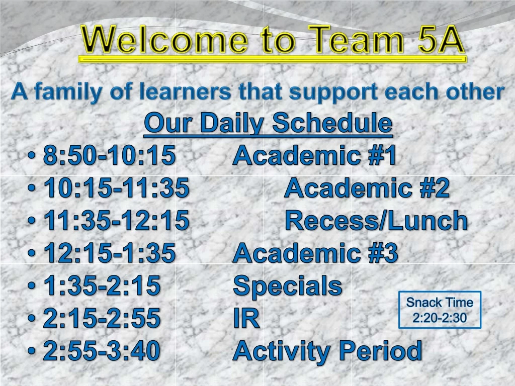 welcome to team 5a