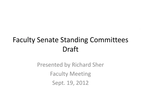 Faculty Senate Standing Committees Draft