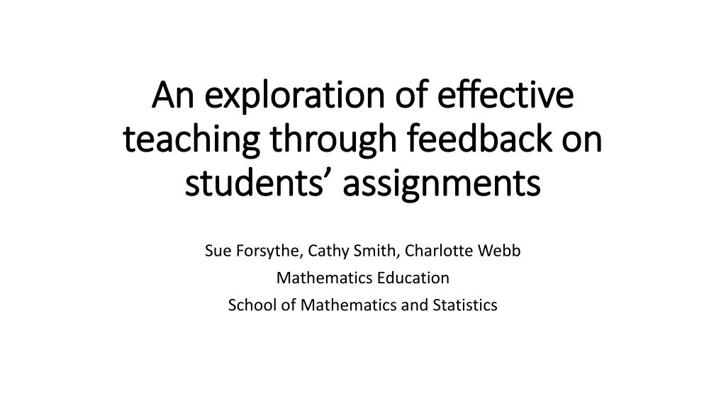 an exploration of effective teaching through feedback on students assignments