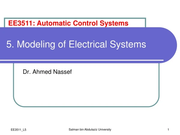 5. Modeling of Electrical Systems
