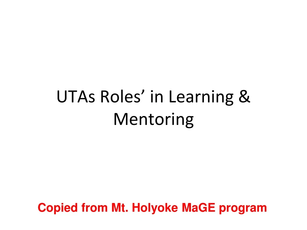 utas roles in learning mentoring