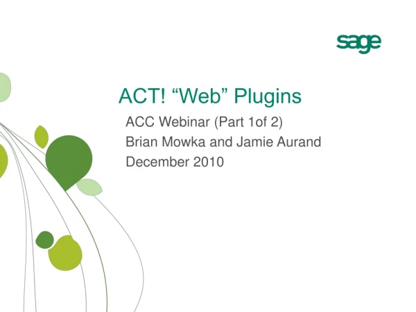 ACT! “Web” Plugins