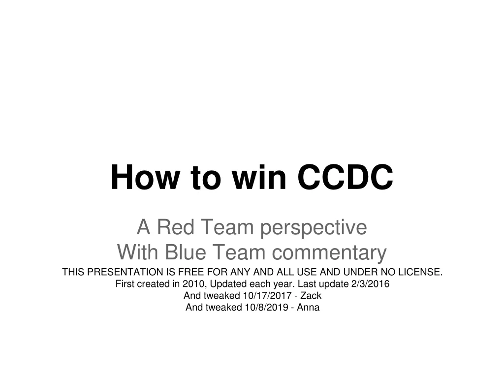 how to win ccdc