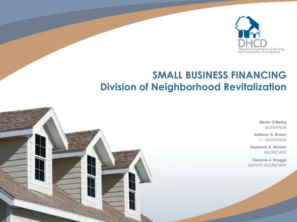 SMALL BUSINESS FINANCING Division of Neighborhood Revitalization