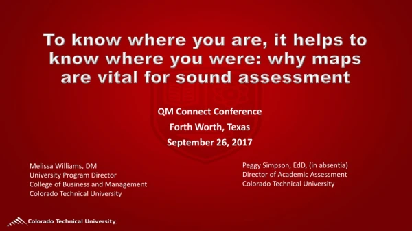 QM Connect Conference Forth Worth, Texas September 26, 2017