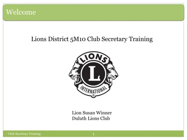 Lions District 5M10 Club Secretary Training