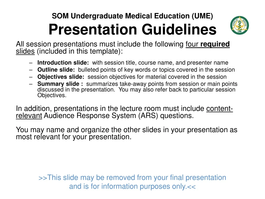 som undergraduate medical education ume presentation guidelines
