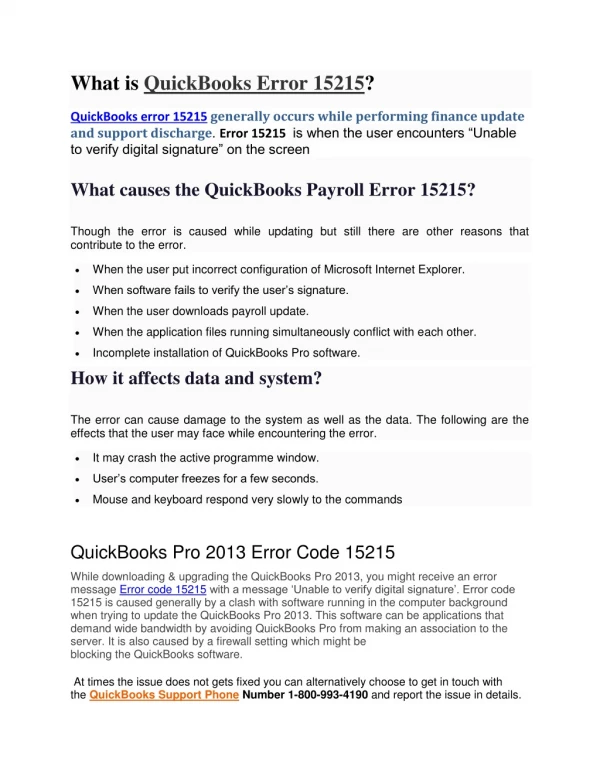 QuickBooks Error Code 15215