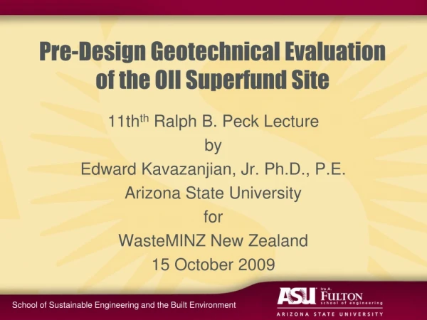 Pre-Design Geotechnical Evaluation of the OII Superfund Site