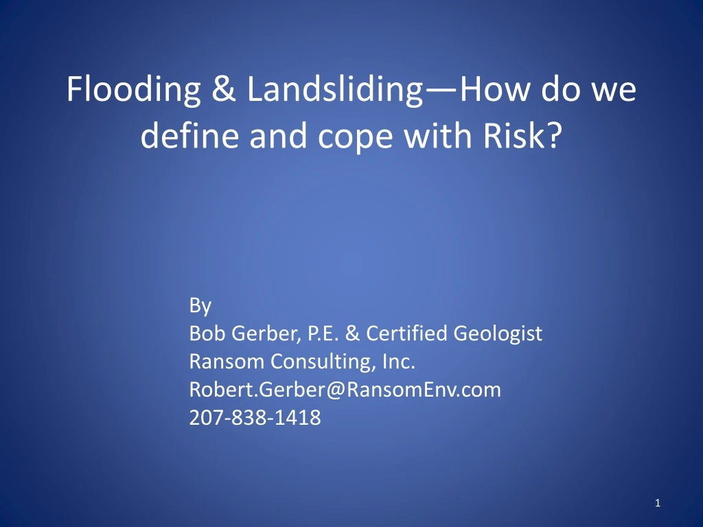 flooding landsliding how do we define and cope with risk