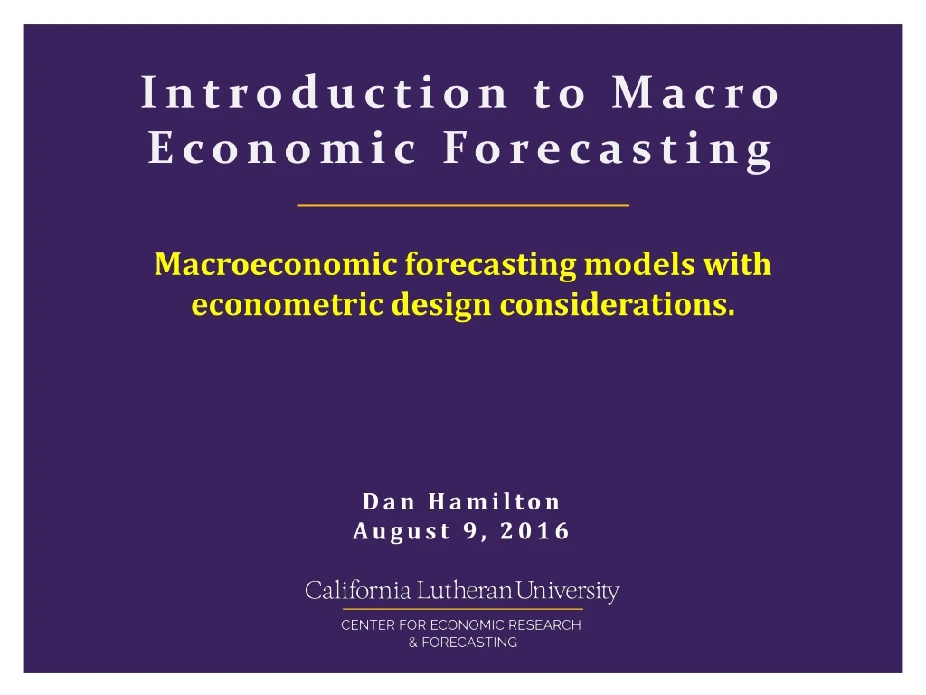 introduction to macro economic forecasting