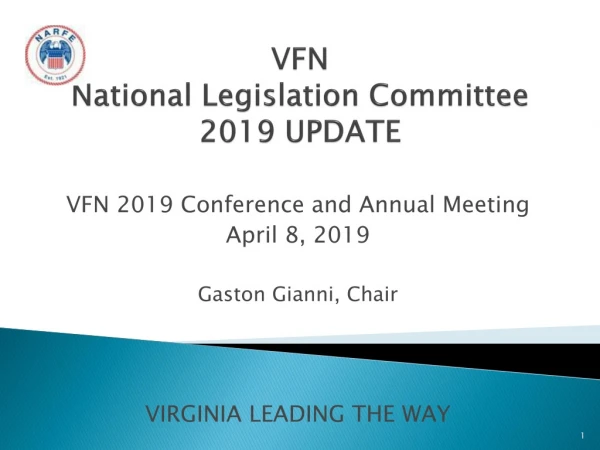 VFN National Legislation Committee 2019 UPDATE