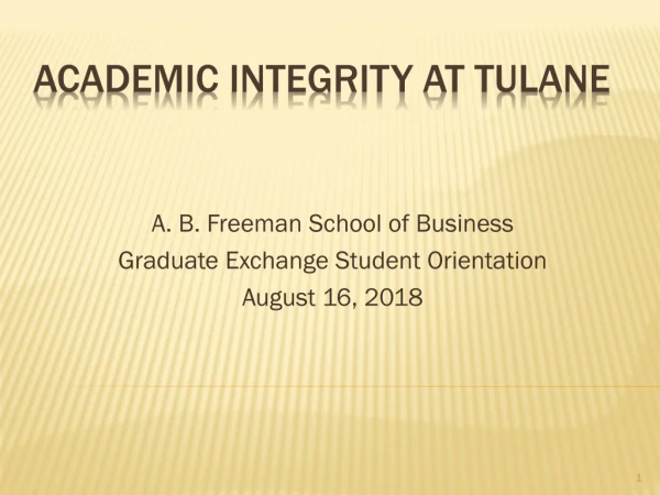 Academic Integrity at Tulane