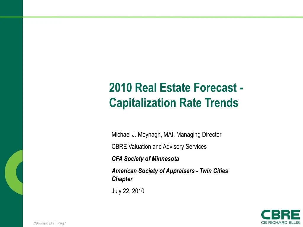 2010 real estate forecast capitalization rate