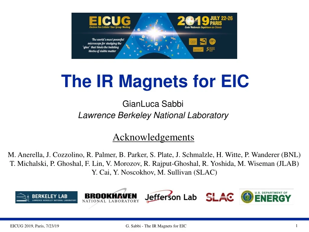 the ir magnets for eic